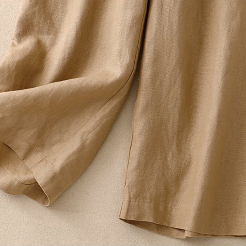 Pantaloni larghi da donna in cotone con tasche e elastico in vita tinta unita Buddha Stones Daily - image 7