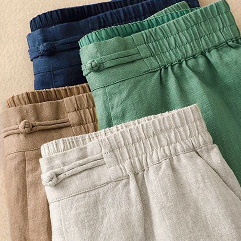 Pantaloni larghi da donna in cotone con tasche e elastico in vita tinta unita Buddha Stones Daily - image 18