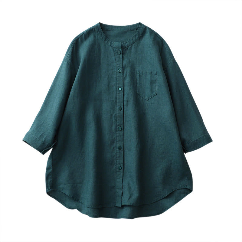 Camicia a maniche tre quarti con bottoni in tinta unita e Buddha Stones - image 14