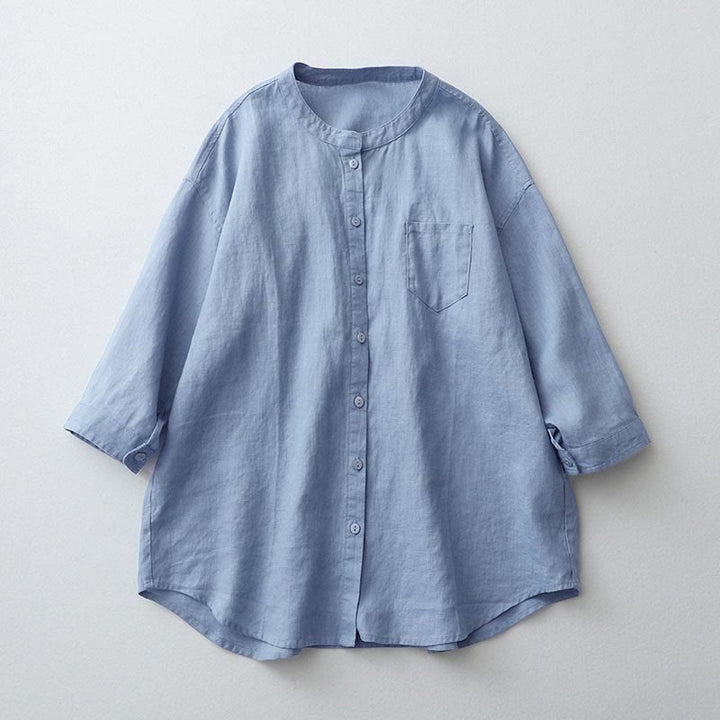 Camicia a maniche tre quarti con bottoni in tinta unita e Buddha Stones - Azzurro chiaro - US8-10, UK/AU12-14, EU40-42 (2XL) - image 20