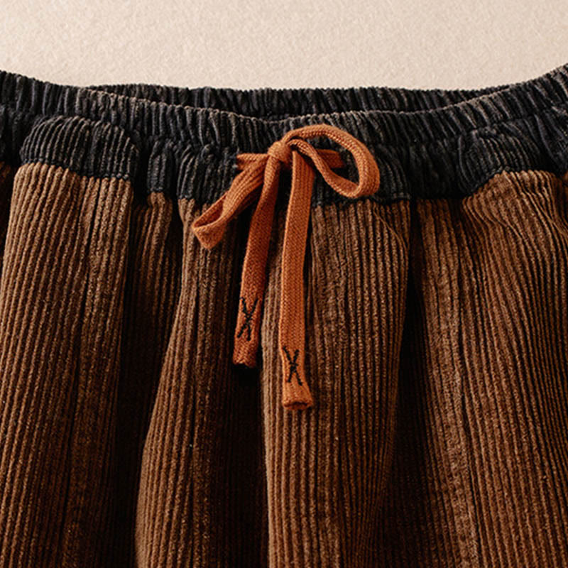 Pantaloni harem da donna in velluto a coste con contrasto di colore, foderati in pile termico e tasche, con Buddha Stones - image 16