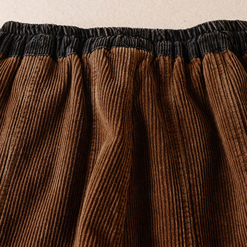 Pantaloni harem da donna in velluto a coste con contrasto di colore, foderati in pile termico e tasche, con Buddha Stones - image 17