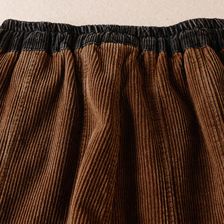 Pantaloni harem da donna in velluto a coste con contrasto di colore, foderati in pile termico e tasche, con Buddha Stones - image 17