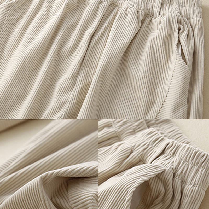 Pantaloni harem da donna in velluto a coste e poliestere con tasche, modello Buddha Stones Commute Vintage Plain - image 13