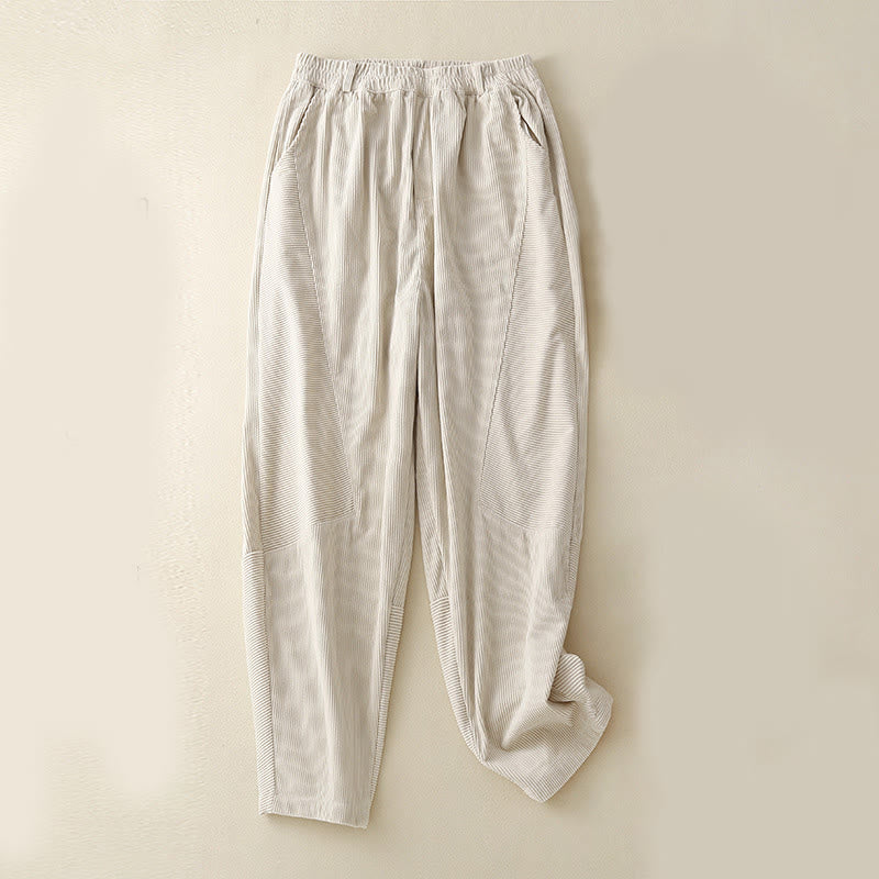Pantaloni harem da donna in velluto a coste e poliestere con tasche, modello Buddha Stones Commute Vintage Plain - Beige - US8-10, UK/AU12-14, EU40-42 (2XL) - image 10