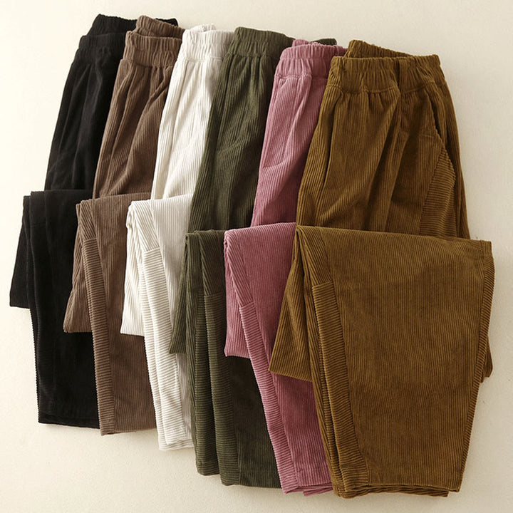 Pantaloni harem da donna in velluto a coste e poliestere con tasche, modello Buddha Stones Commute Vintage Plain - image 22