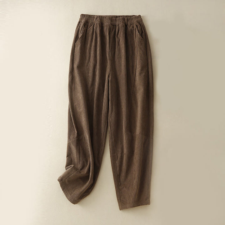 Pantaloni harem da donna in velluto a coste e poliestere con tasche, modello Buddha Stones Commute Vintage Plain - Siena - US8-10, UK/AU12-14, EU40-42 (2XL) - image 0