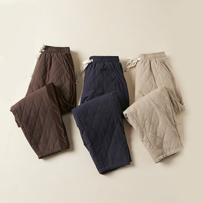 Pantaloni harem termici da donna in cotone con tasche e design trapuntato a rombi Buddha Stones - image 27
