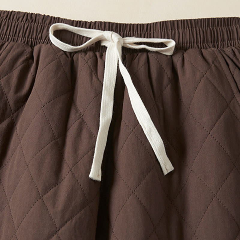 Pantaloni harem termici da donna in cotone con tasche e design trapuntato a rombi Buddha Stones - image 20