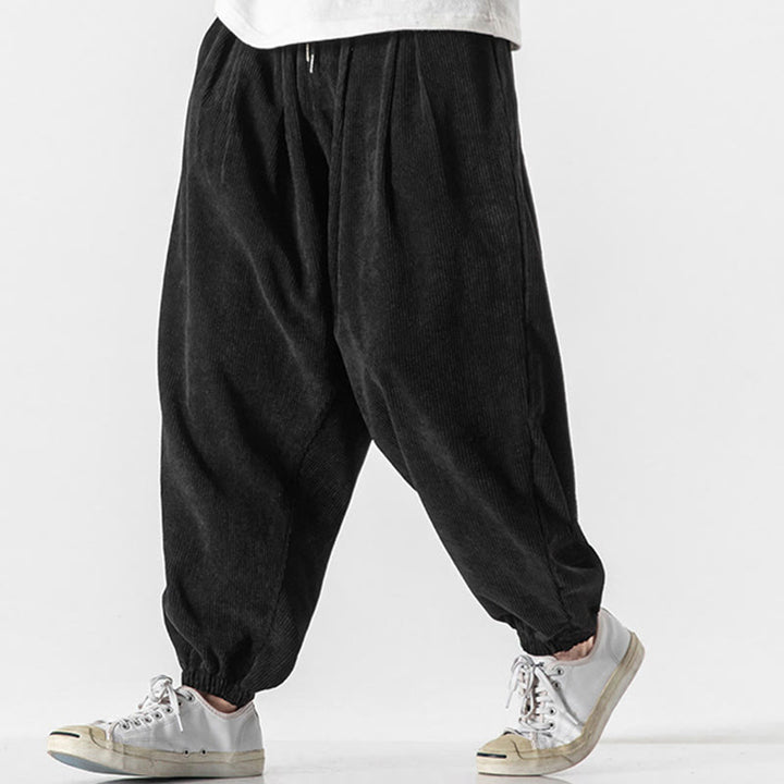 Pantaloni alla caviglia in velluto a coste con coulisse e tasche, casual e colorati, da uomo, modello Buddha Stones - image 10