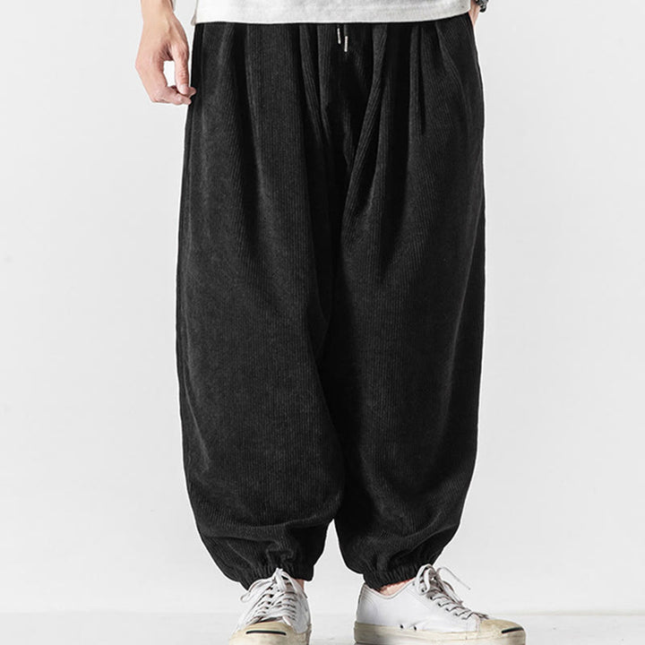 Pantaloni alla caviglia in velluto a coste con coulisse e tasche, casual e colorati, da uomo, modello Buddha Stones - image 14