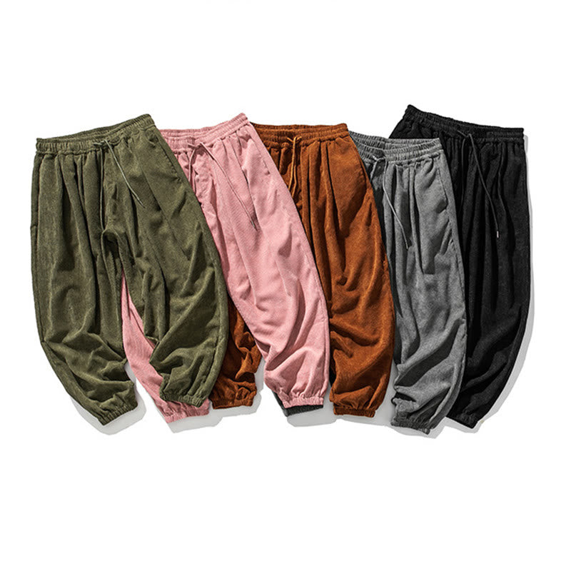 Pantaloni alla caviglia in velluto a coste con coulisse e tasche, casual e colorati, da uomo, modello Buddha Stones - image 33