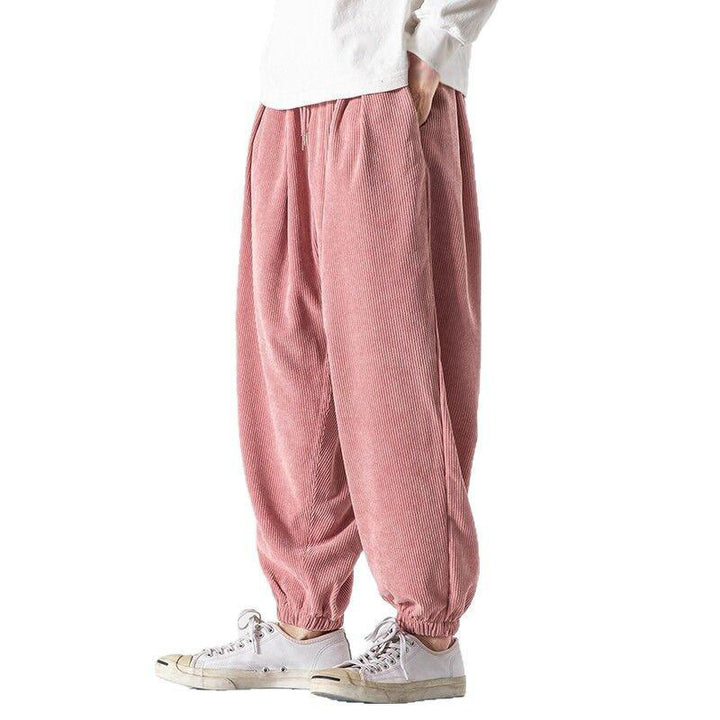 Pantaloni alla caviglia in velluto a coste con coulisse e tasche, casual e colorati, da uomo, modello Buddha Stones - image 32