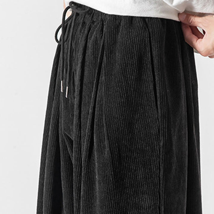 Pantaloni alla caviglia in velluto a coste con coulisse e tasche, casual e colorati, da uomo, modello Buddha Stones - image 16