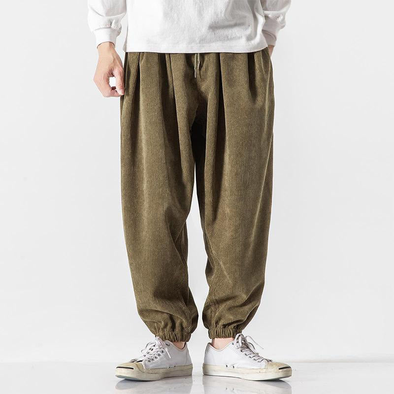 Pantaloni alla caviglia in velluto a coste con coulisse e tasche, casual e colorati, da uomo, modello Buddha Stones - Oliva - US/UK/AU46, EU56 (5XL) - image 18