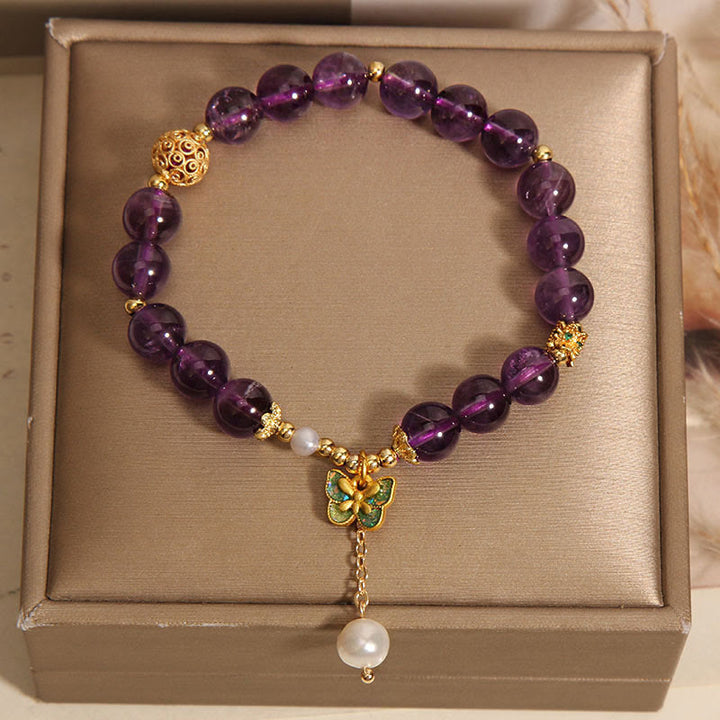 Braccialetto curativo con farfalla verde e ambra naturale in Buddha Stones - image 8