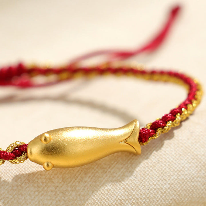 Braccialetto di corda protettiva con pesce koi portafortuna in argento sterling 999 Buddha Stones - image 12