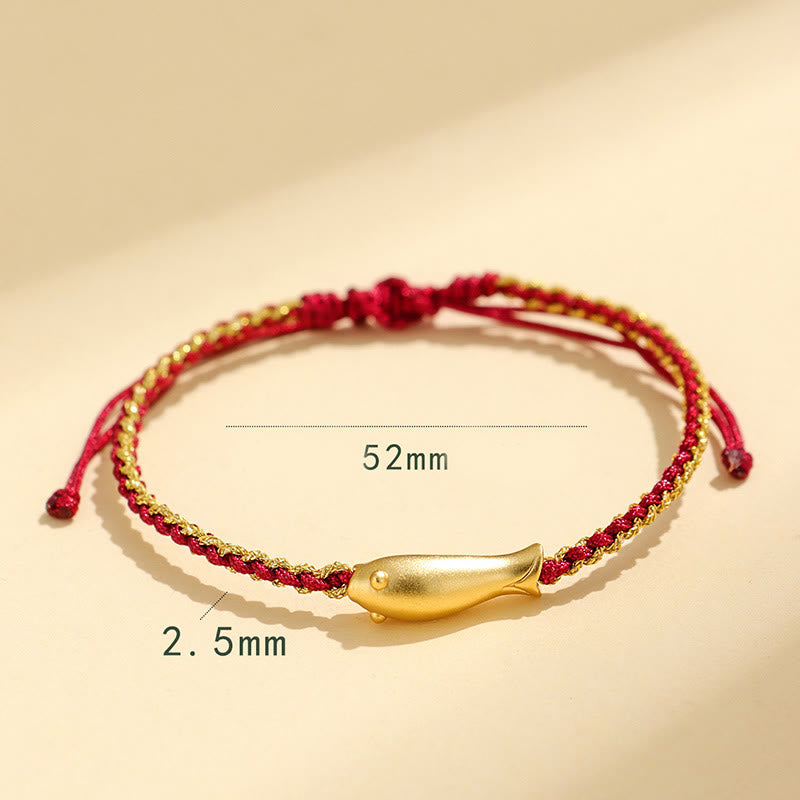 Braccialetto di corda protettiva con pesce koi portafortuna in argento sterling 999 Buddha Stones - image 13