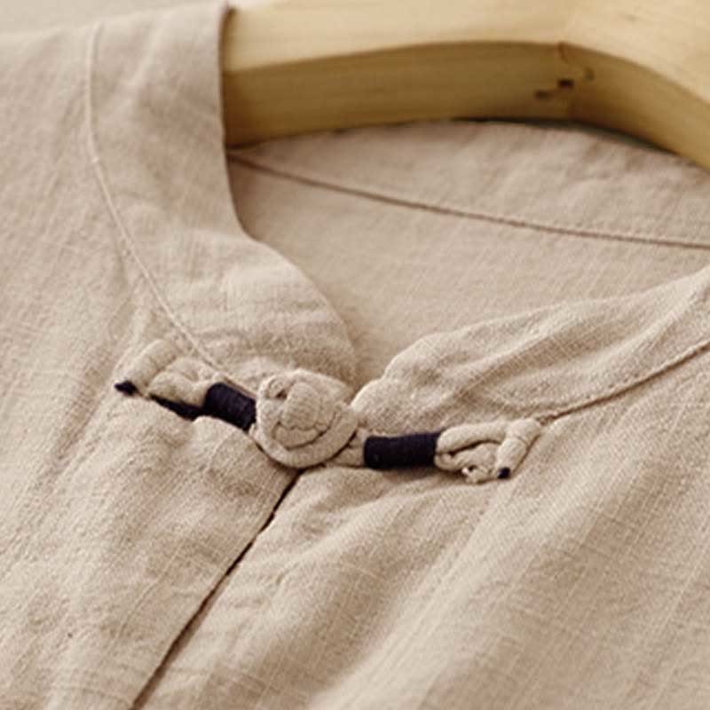Buddha Stones Bottone di nodo cinese artistico letterario Abbigliamento casual in cotone - image 4