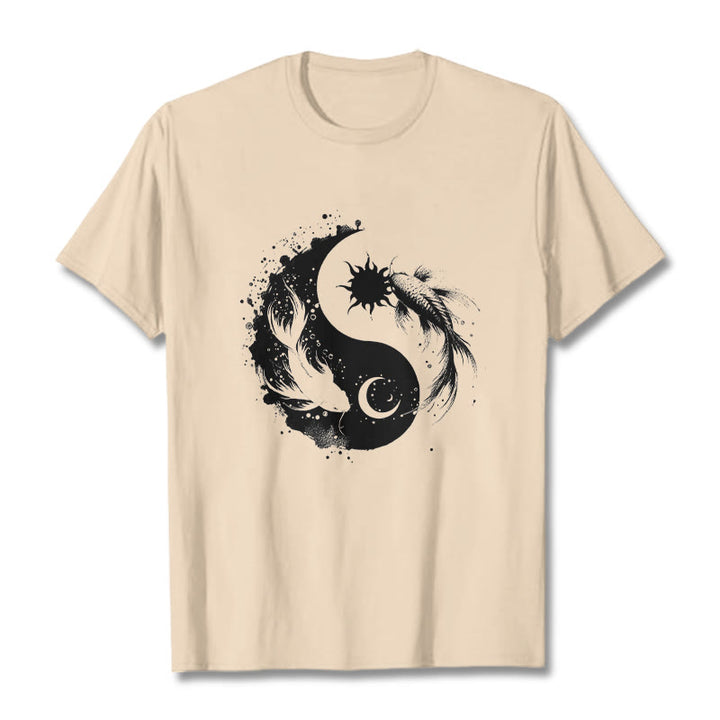 Maglietta con motivo Buddha Stonessun e Moon Yin Yang Koi - Biscotto - 2XL - image 8