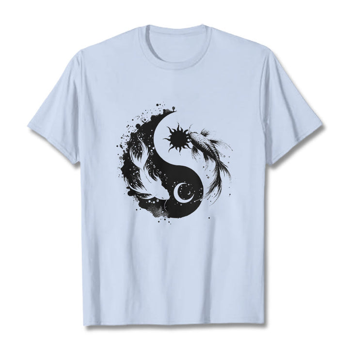 Maglietta con motivo Buddha Stonessun e Moon Yin Yang Koi - Ciano chiaro - 2XL - image 18