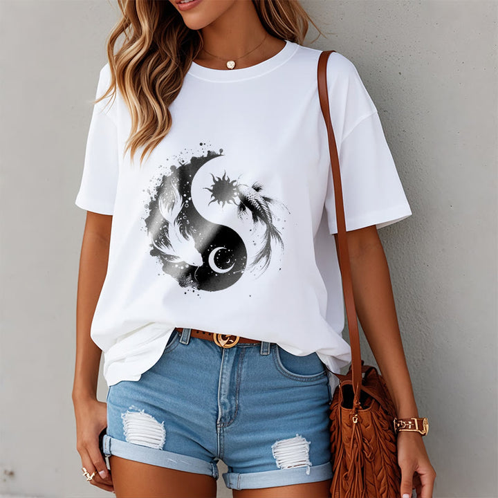 Maglietta con motivo Buddha Stonessun e Moon Yin Yang Koi - image 2