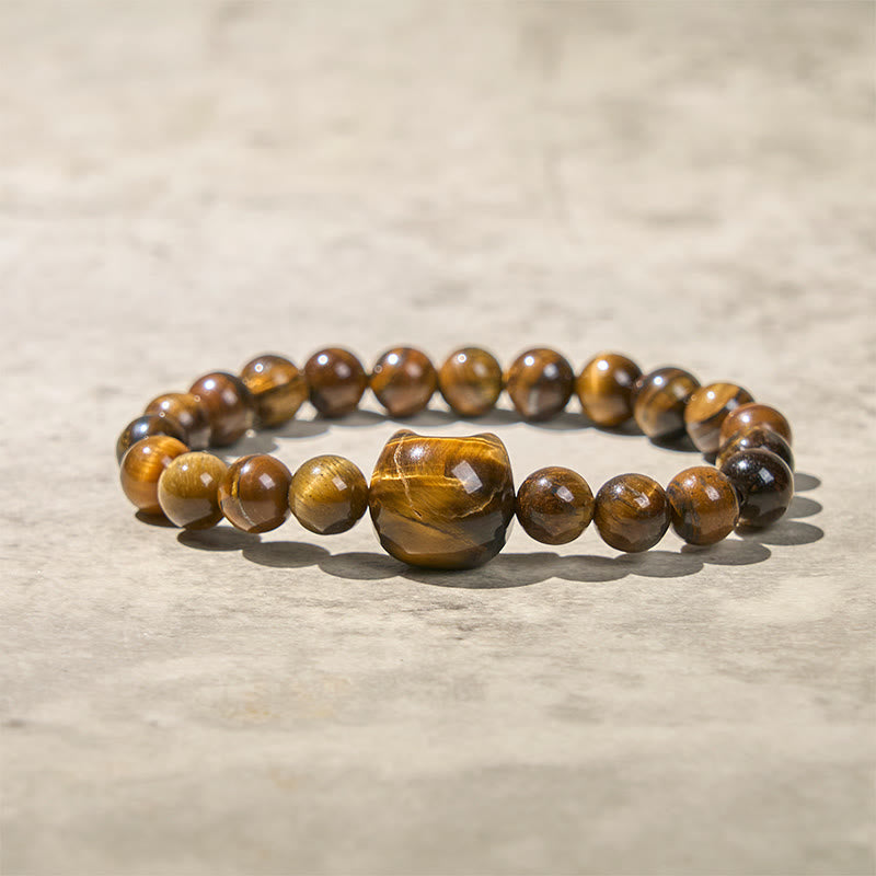 Braccialetto di perle di potere con occhio di tigre e gatto carino Buddha Stones - image 4