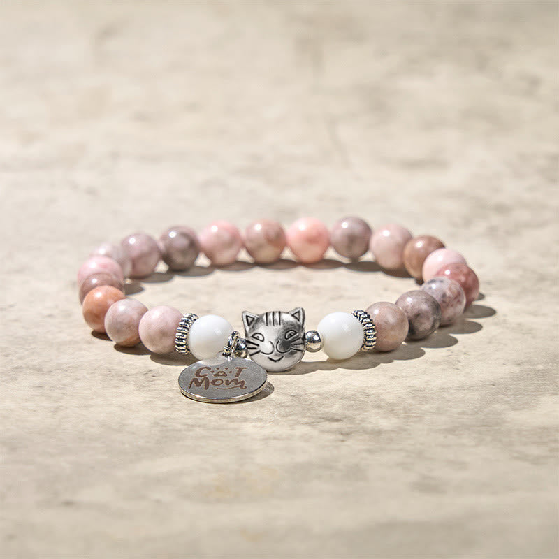 Braccialetto di protezione in diaspro zebrato con design a testa di gatto Buddha Stones - image 2