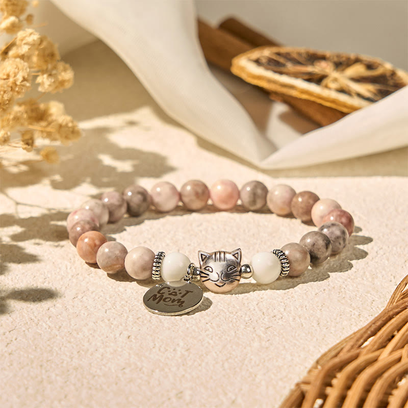 Braccialetto di protezione in diaspro zebrato con design a testa di gatto Buddha Stones - image 3