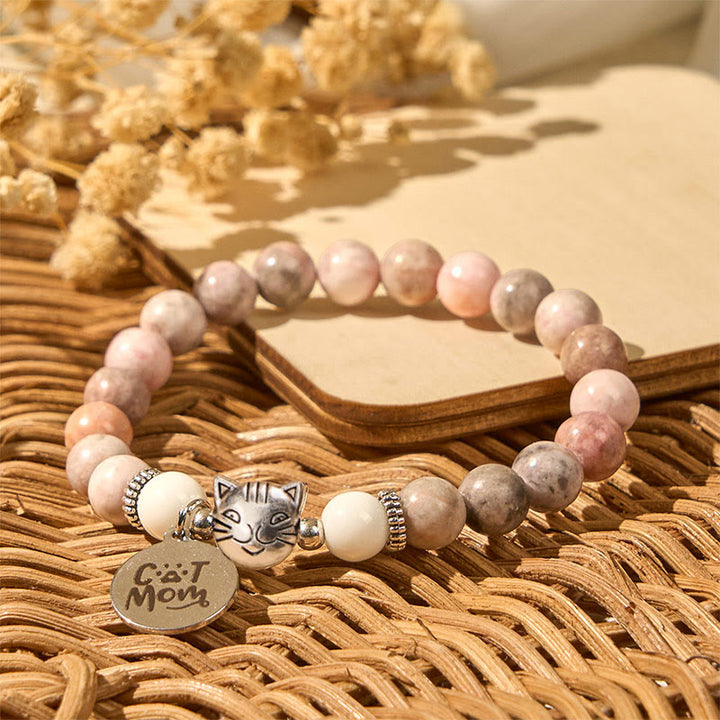 Braccialetto di protezione in diaspro zebrato con design a testa di gatto Buddha Stones - image 4
