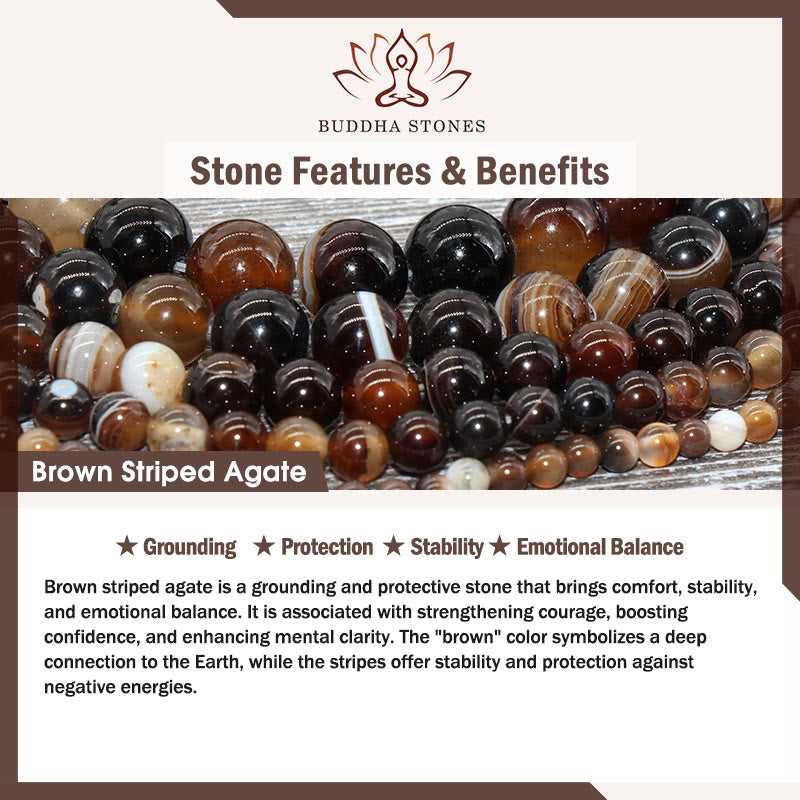 Braccialetto di stabilità con perline di agata marrone striata naturale a forma di gatto siamese color cioccolato Buddha Stones - image 8
