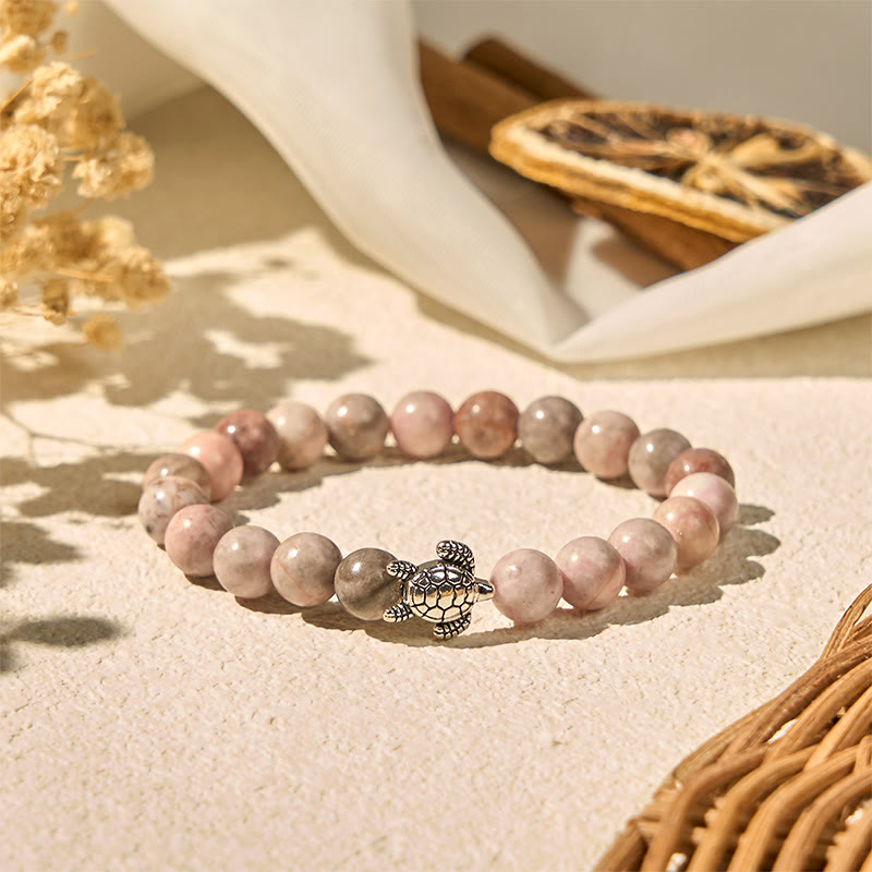 Braccialetto di protezione in diaspro zebrato con motivo tartaruga Buddha Stones - image 3