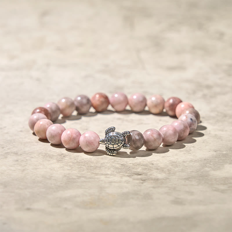 Braccialetto di protezione in diaspro zebrato con motivo tartaruga Buddha Stones - image 5