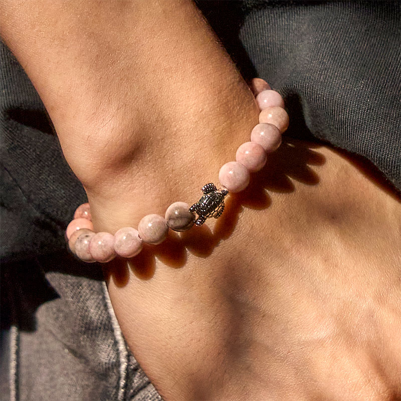 Braccialetto di protezione in diaspro zebrato con motivo tartaruga Buddha Stones - image 7