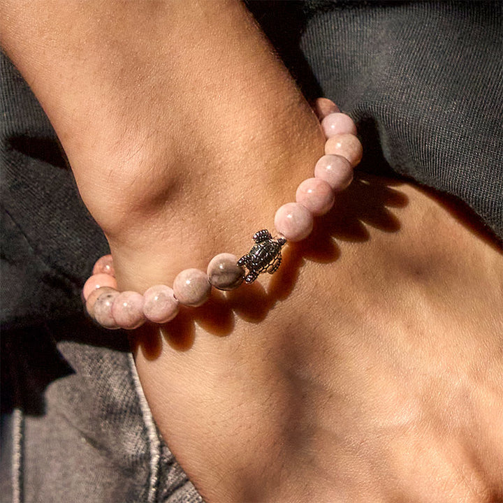 Braccialetto di protezione in diaspro zebrato con motivo tartaruga Buddha Stones - image 7
