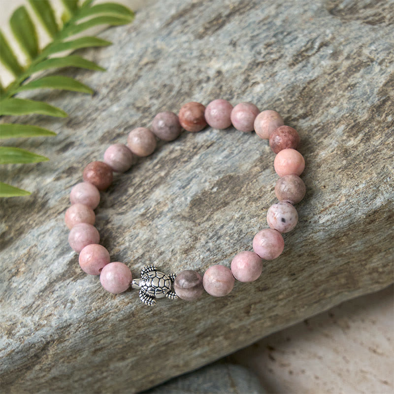 Braccialetto di protezione in diaspro zebrato con motivo tartaruga Buddha Stones - image 6