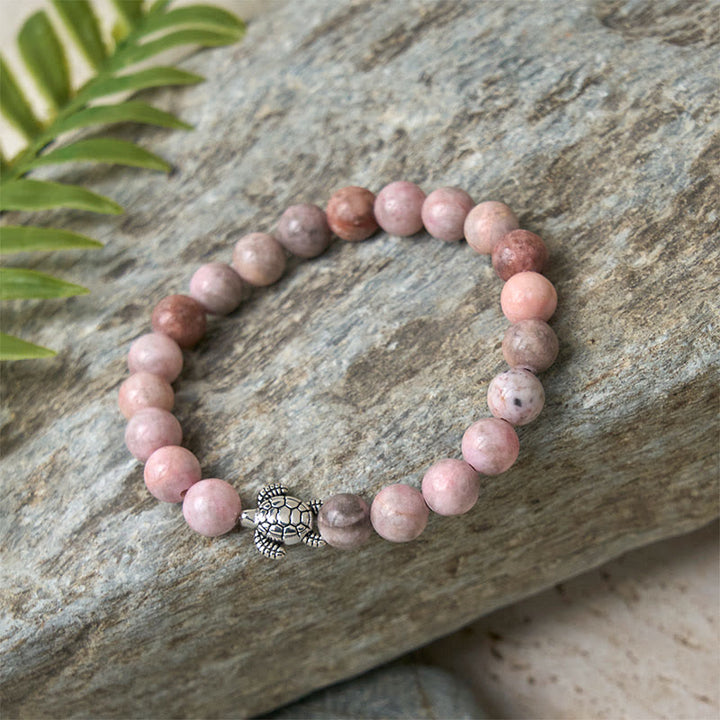 Braccialetto di protezione in diaspro zebrato con motivo tartaruga Buddha Stones - image 6