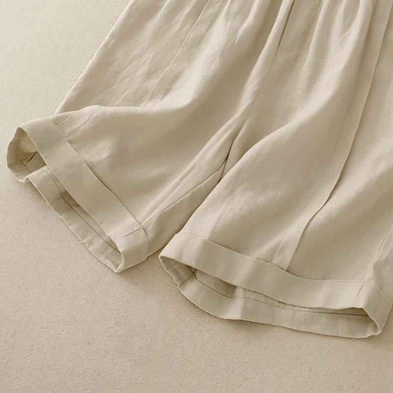 Pantaloncini da donna in cotone tinta unita casual Buddha Stones con tasche - image 8