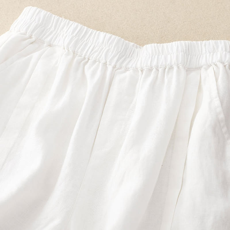 Pantaloncini da donna in cotone tinta unita casual Buddha Stones con tasche - image 35