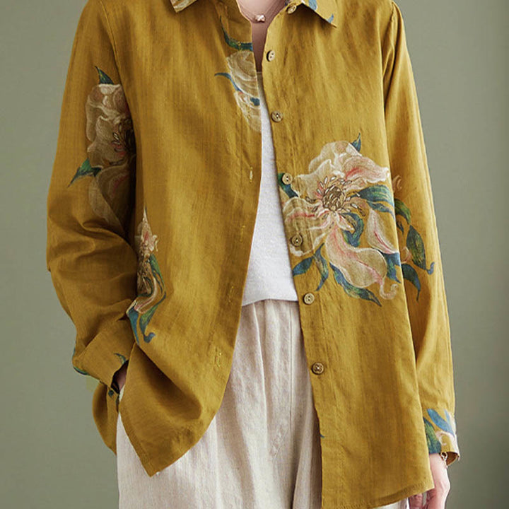 Abbigliamento in cotone con stampa floreale artistica letteraria di Buddha Stones - image 3
