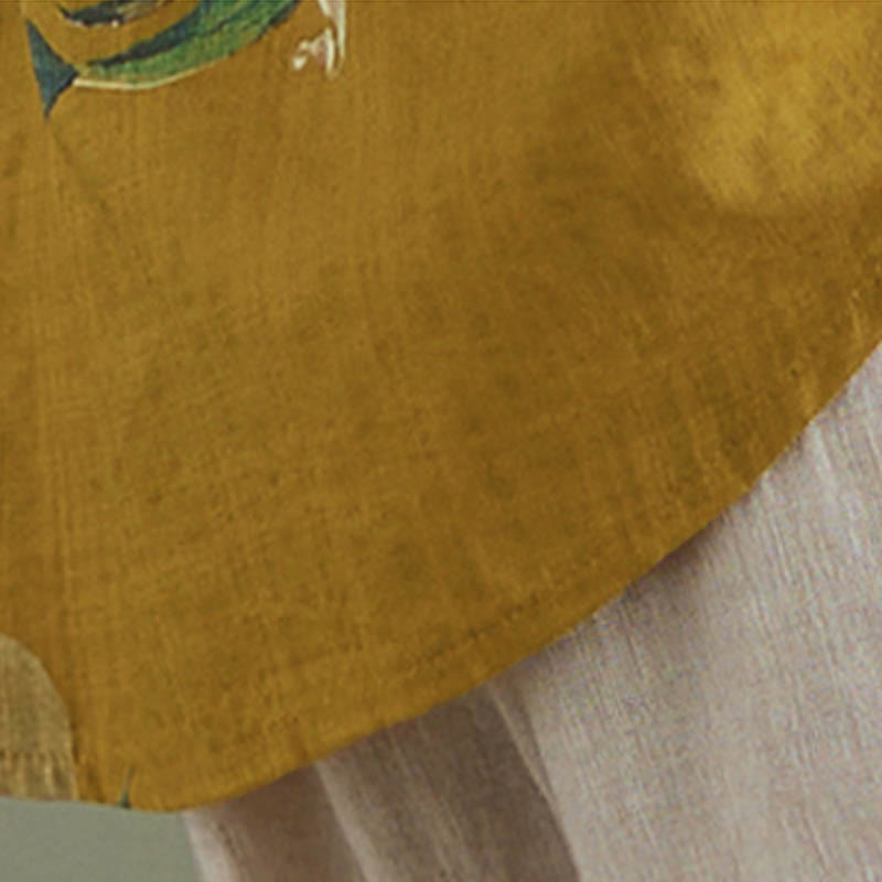 Abbigliamento in cotone con stampa floreale artistica letteraria di Buddha Stones - image 16