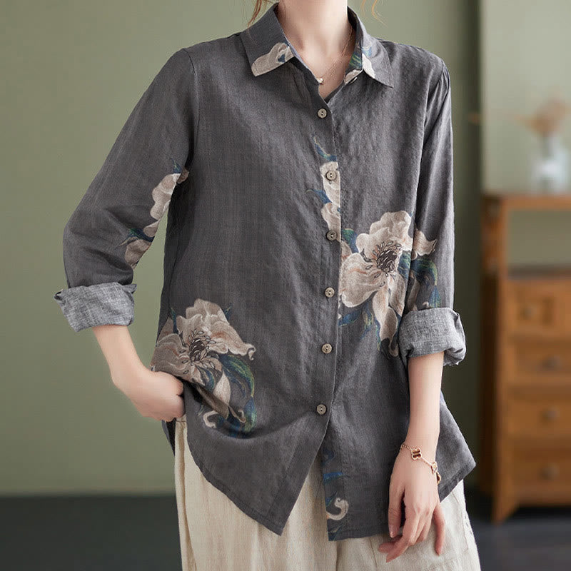 Abbigliamento in cotone con stampa floreale artistica letteraria di Buddha Stones - image 28
