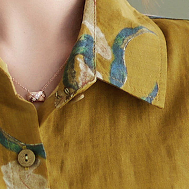 Abbigliamento in cotone con stampa floreale artistica letteraria di Buddha Stones - image 19