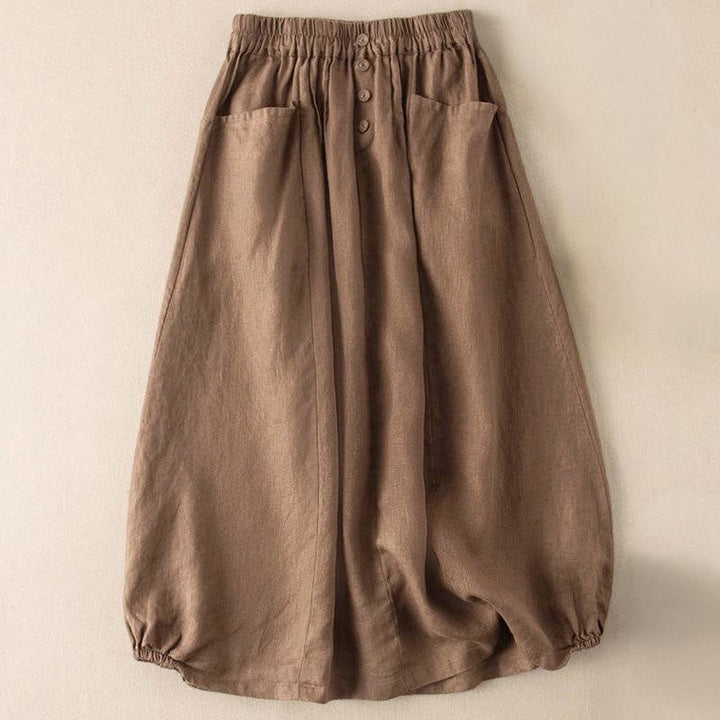 Gonna da donna con tasche, lunghezza 7-8, con elastico in vita e Buddha Stones - DarkGoldenrod - US16, UK/AU20, EU48 (5XL) - image 0