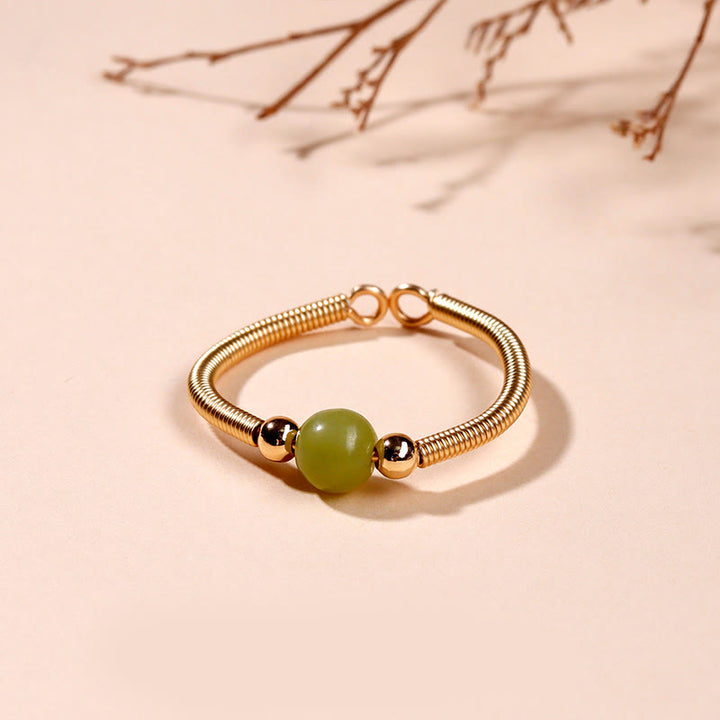 Anello aperto in lega di perline di pietra naturale Buddha Stones - Giada (regolabile) - image 10