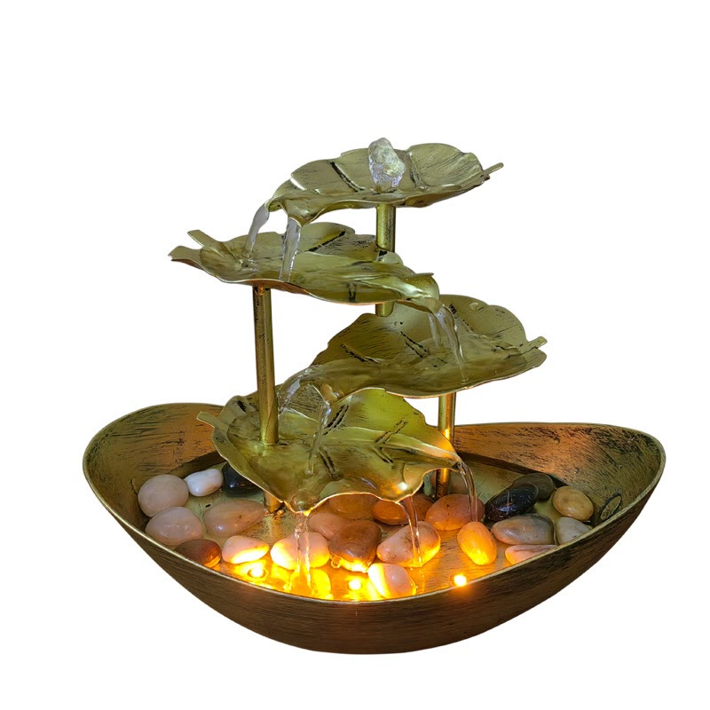 Ornamenti da tavolo per fontana a cascata a forma di foglia di loto con Buddha Stones e luce LED, decorazione per ufficio e scrivania - image 28