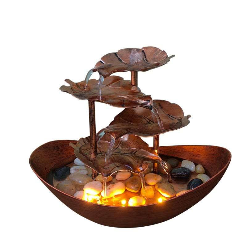 Ornamenti da tavolo per fontana a cascata a forma di foglia di loto con Buddha Stones e luce LED, decorazione per ufficio e scrivania - image 23