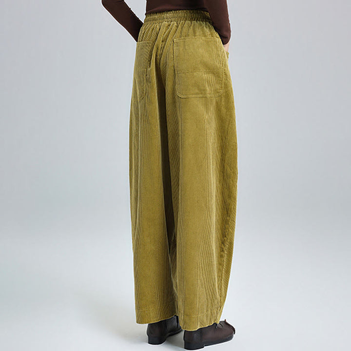 Pantaloni da donna Buddha Stones autunnali in velluto a coste, semplici, alla caviglia, dal design classico e con tasche. - image 9