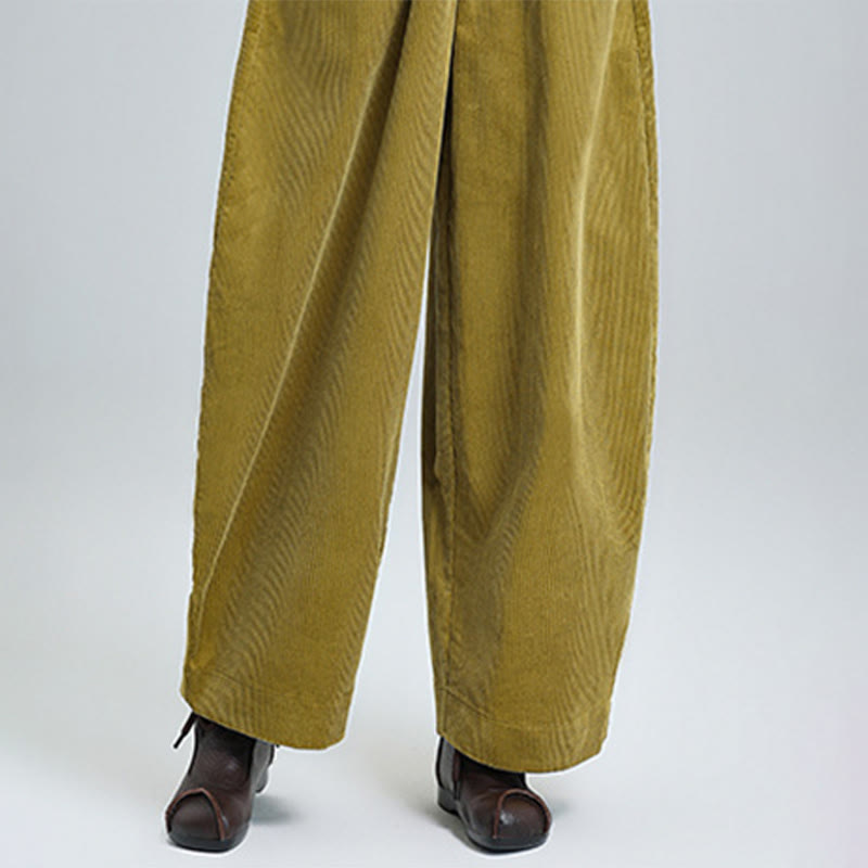 Pantaloni da donna Buddha Stones autunnali in velluto a coste, semplici, alla caviglia, dal design classico e con tasche. - image 13