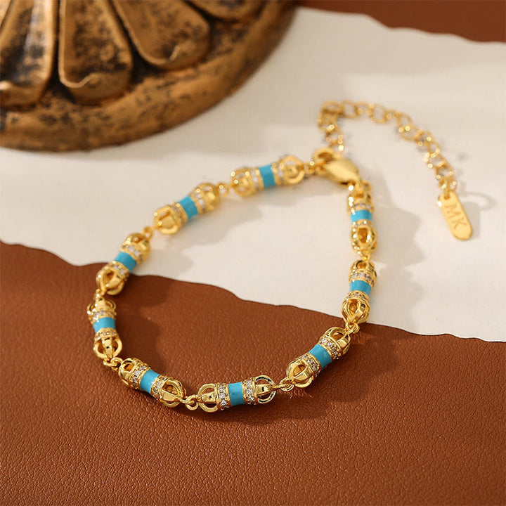 Bracciale Buddha Stones in rame e ottone placcato oro 24k Vajra Wealth Luck - image 5
